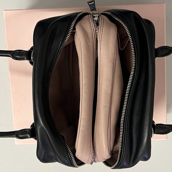 Prada Black Bauletto Saffiano Leather Bag with Soft Pink Calf Leather Interior - Picture 4 of 6